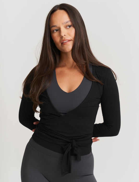 FlexiFit - Black Yoga Wrap Top